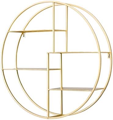 YJWOZ Metal Flower Stand Living Room Wall Shelf Gold Wall Hanging Bookcase Diameter 60cm Flower stand