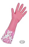 Cleanbear Rubber Latex Cleaning Gloves, 15 Inches (pink 1 pair)