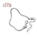 Beading Station BSI - Pack of 5 Pcs Silver Plated Snake Chain, 5 Pcs Silver Plated Brass Charm Bracelet Chains w/Screw End (7.5 Inches)