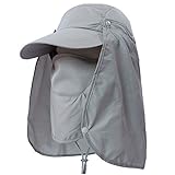 LC-dolida Fishing Hat 360°UV Protection Sun Hat, UPF 50+ Summer Men Women Sun Visor Cap Folding Removable Neck Face Mask Head Flap Cover for Hiking Gardening Beach Camping Boating Outdoor Activities