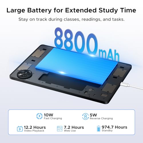 POPUX P11 Android 16 Tablet 11 Inch, 48GB RAM+128GB ROM (2TB TF), 90Hz, T7250 Octa-Core, 8800mAh, 13MP+5MP, Gemini AI, Widevine L1, Face ID, GPS, FM, Tablets with Keyboard and Pen, Black