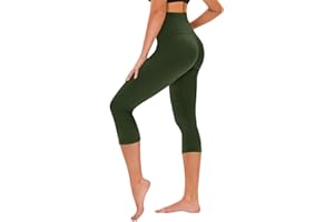 TNNZEET Black High Waisted Capri Leggings for Women, Buttery Soft Workout Yoga Leggings