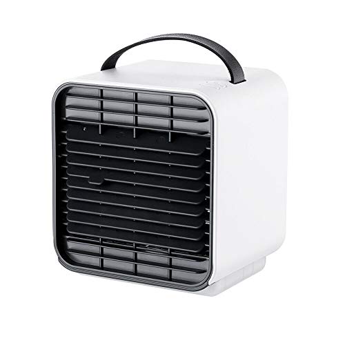 YXIUER Portable Air Conditioner Cooler Fan, Personal Space Air Cooler, Humidifier, Purifier 3 in 1 Evaporative Cooler, USB Rechargeable Mini Cooling Desktop Fan with LED Light, 3 Speeds,White