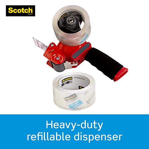 Scotch Packaging Tape Dispenser with Heavy Duty Shipping Packaging Tape, Designed for Standard 3" Core Rolls, Foam Handle, Retractable Blade and Adjustable Brake (3850-ST) - Thumbnail 4