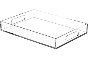 Organizer Acrylic Tray, Acrylic Bed Tray Table, Acrylic Tray with Handles, Lucite Tray Organizer for Bench, Coffee Table Coun