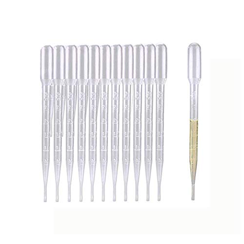 GLE2016 Clear White Plastic Liquid Dropper Pasteur Disposable Graduated Transfer Pipettes Pipetting (3ML(100 Pack))