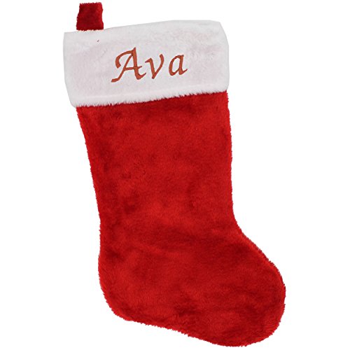 Monogrammed Christmas Stocking with Name - Classic Red and White Personalized for Xmas Stockings - Embroidered