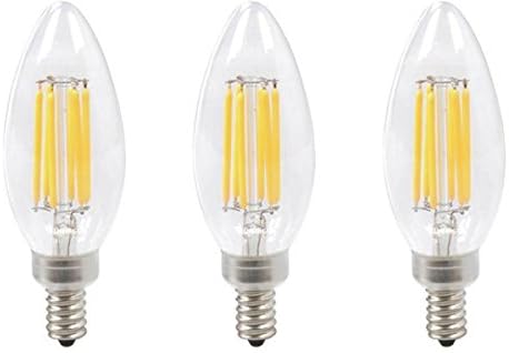 (3 pack) Dimmable LED Chandelier E12 Candelabra Bulb Warm White 2700K, 60-watt Equivalent Candle Lighting, Clear Glass 600 Lumens LED Light Bulbs for Home Lighting, Torpedo Shape