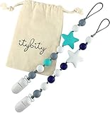 Pacifier Clip Boy, BPA Free Silicone, Use with Any Pacifier or Teether, 2 Pack