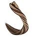 Surprise 18 inch Hair Weft Extensions Human Hair Ombre Balayage Remy Hair Bundles Double Wefted Full Head Color #4 Dark Brown And #27 Honey Blonde 100g Per Package Remy Hair