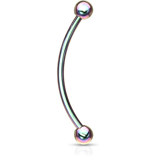 Snake Eyes Piercing Forbidden Body Jewelry 16g Curved Barbell - Snake Eyes Tongue Piercing With Clear Crystal 316L Surgical Steel Clear Crystal Tongue Ring