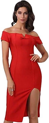 Shoulder Baring Bandage Dress with V Cut Out (Medium)