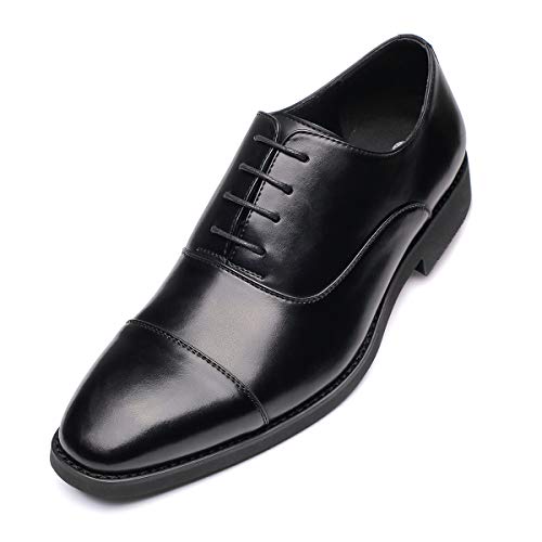 GM GOLAIMAN Men's Dress Shoes - Formal Lace Up Oxfords Cap Toe Balmoral Shoes Black 8.5
