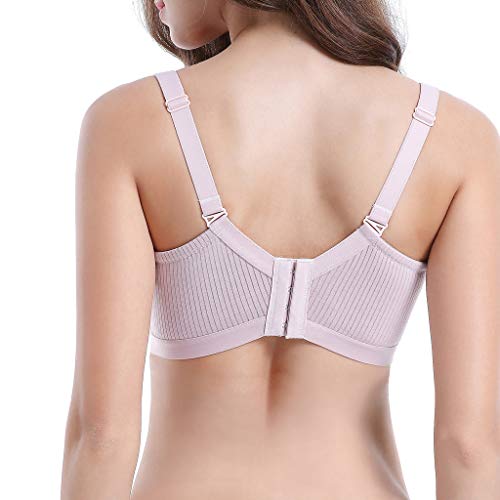 Women's Post-Surgical Front Closure Sports Bra Adjustable Wide Strap Racerback Support Bra Purple - Thumbnail 2
