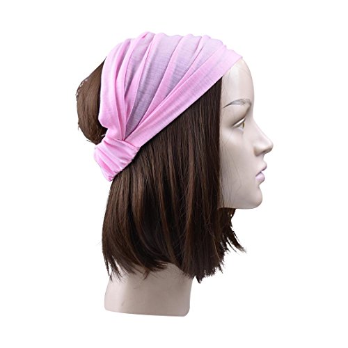 Pink Wide Cotton Head Band Solid Boho Yoga Style Soft Hairband