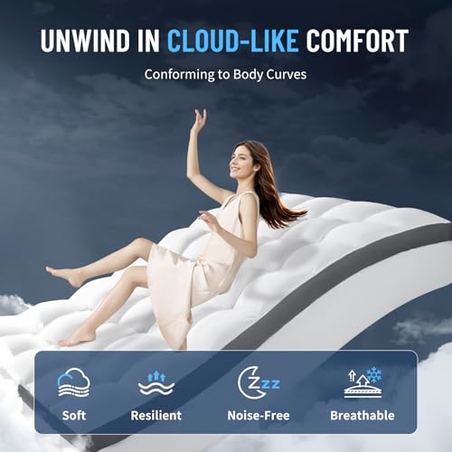 4 Inch Memory Foam Mattress Topper with 6"-18" Deep Pocket (King,78"x80") | 2000 GSM Filling Extra Thick Pillow Top for Back Pain,With Breathable Cover Design For Hot Sleeper,Like sleeping in the cloud
