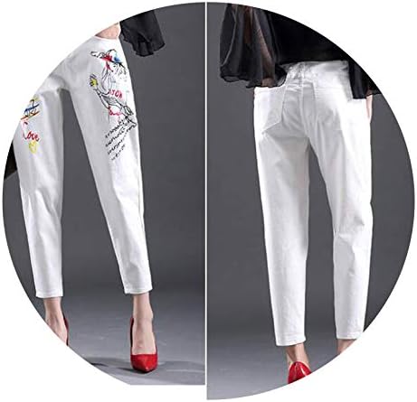 yanyuz 2019 Summer Denim Pants Printed Jeans Female Mid Waist Cross Pants Printing Ankle Length Jeans