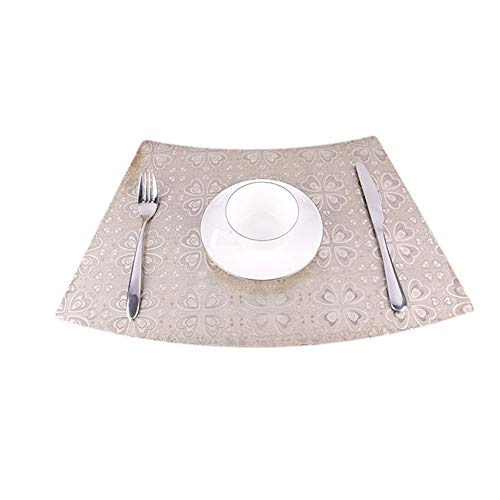 Alian Fan-Shaped Soft Glass Tableware mat PVC Waterproof Non-Slid Placemat Easy Clean Heat Insulation Western Cuisine Mat Table Mat