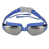 Swimming Goggles ROSIMO Anti Fog Swim Goggles Adjustable Strap Waterproof No Leaking UV Protection with Protection Case for Men Women Adult Youth Kids (Blue)