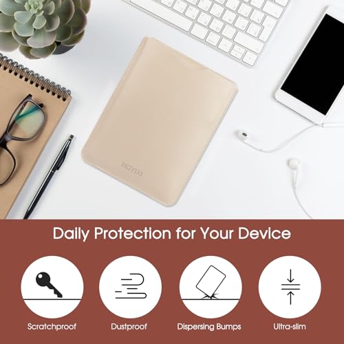 HoYiXi Universal Sleeve Case for 6-inch Kindle/Kobo/Voyaga/Lenovo/Pocketbook/Tolino E-Book E-Reader Lightweight Leather Sleeve Bag Pouch for 6-inch E-Book, White