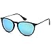 Gamma Ray Polarized Sunglasses for Women - Mirror Blue Lens on Matte Black Frame