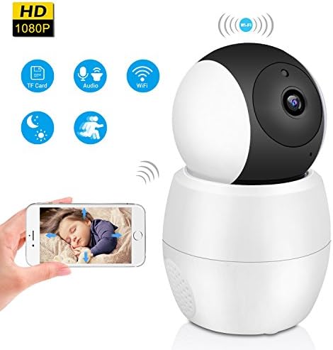 Wireless Home Security Camera，HD 1080p Wifi IP Camera, Panoramic View Lens Wide Angle 355-Degree 2mp Two Way Audio Communication Night Vision Motion Detected For Pet Baby Home Office Monitor