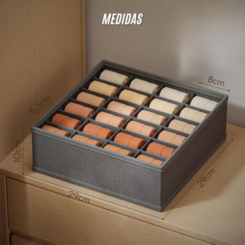 Organizador de Gaveta para Meias Kit com 2 Colmeias 24 Divisórias Organizador de Roupas Íntimas Dobrável em TNT