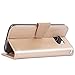 Arae Case Compatible for Galaxy S6 - [Wrist Strap] Flip Folio [Kickstand Feature] PU Leather Wallet case with ID&Credit Card Pockets (Champagne Gold)