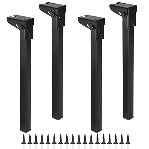 OwnMy Folding Table Legs 14 Inch Heavy Duty Metal Hairpin Table Legs Set of 4, Black Folding
