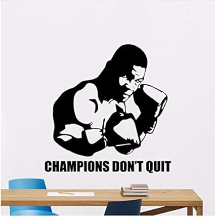 Mike Tyson Sticker Sport Gym Citation Vinyle Sticker Mural Decal Pour La Decoration Murale Amovible Sport Boxe Art Decor Mural 57 58cm Amazon Fr Bricolage