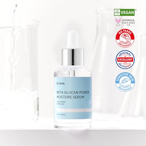 IUNIK Beta-Glucan Power Moisture Serum - Deep Hydration 1.69 fl oz | 7-Peptide Vegan Serum for Long-Lasting Hydration for Dry, Sensitive Skin