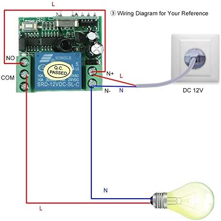 New durable remote control toy OWSOO 433Mhz DC 12V 1CH Universal 10A Relay Wireless Remote Control Switch Receiver Module and 1PCS 2 Key RF 433 Mhz Transmitter Remote Controls 1527 Chip Smart Home Aut