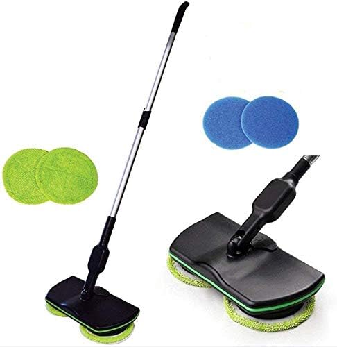 NMBE Electric Rotating Floor Mop, Cordless Rechargeable Floor Cleaner Polishing Machine Mop Drag Double Rotary Mop Head Water Tank 180° Rotating Handle Black