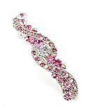 Women's Rhinestone Metal Hair Barrette Clip Hair Pin Antique Silver IMB2137