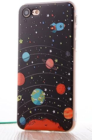 GreatQIQI iPhone 7 Plus iPhone 8 Plus Case, Solar System Embossed Pattern Soft TPU Gel Silicone Protective Cover Case for iPhone 7 Plus iPhone 8 Plus 5.5 inch