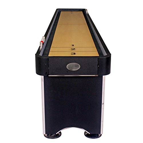 Harvil 12-Foot Shuffleboard Table with Complete Shuffleboard Accessories, Built-In Storage Cabinet, and Leg Levelers