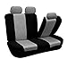 FH GROUP FH-FB060128 Three Row Trendy Elegance Car Seat Covers w. 8 Headrests, Airbag compatible and Split Bench,Gray / Black color- Fit Most Car, Truck, Suv, or Van