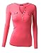 Doublju Womens Long Sleeve Fitted Deep V-Neck Henley T-Shirt