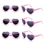 Gyaya Neon Colors Party Favor Heart Shape Sunglasses (6 Pack Rainbow Set) (Pink)