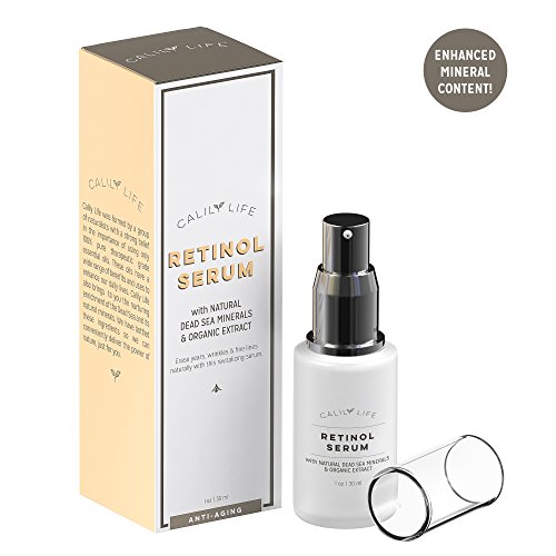 Calily Life Organic Anti-Aging Retinol Serum with Dead Sea Minerals, 1 Fl. Oz. – with Vitamins A, B5, C, E and
