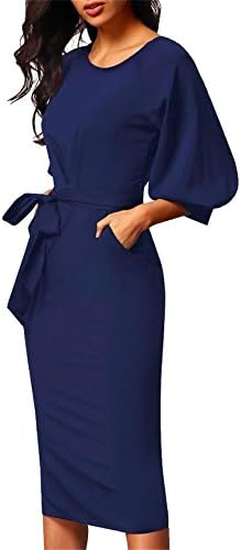 Aimur Professional Womens Clothing Business Professional Dresses With Sleeves Knee Length