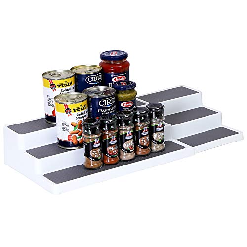 Ycoco 3Tier Spice Rack Expandable Step Shelf Cabinet Non Skid Kitchen Organizer Waterproof