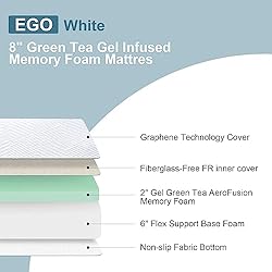 MUUEGM Adjustable Bed Base Queen+ 8 Inch Memory