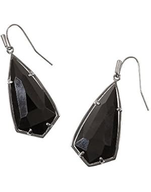 Signature Carla Earrings in Gunmetal Rhodium Plated and Black Opaque Glass