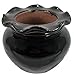 Scallop Round Self Watering Glazed Ceramic Pot - Black - 5.1"