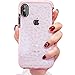 ANOLE Compatible for iPhone Xs Max Case, Clear Slim TPU 3D Diamond Pattern Pink