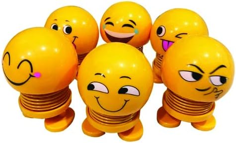 DeoDap Funny Emoji Shaking Head Dolls, Dashboard Decoration for Car, Car Interior Decoration Accessories (6pcs)
