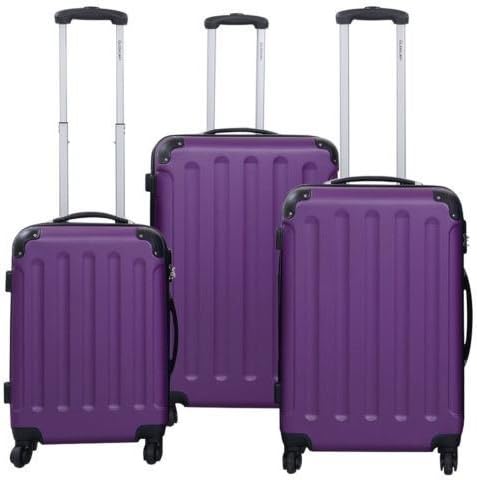 luggage hardside 3 Pcs Luggage Travel Set Bag ABS+PC Trolley Suitcase Purple luggage set