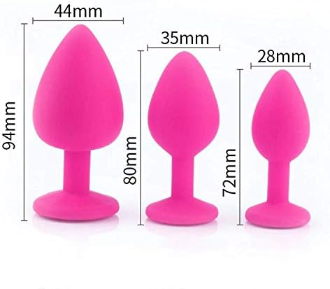 EBWYA SHIRT Amal Plug 3pcs/Set Silicone Amal Beads Buutt Plug with Crystalp-rostate Stimulate Amal Plug Amal Toys No Vibrantor Séxx Toy for Women Men,Pink