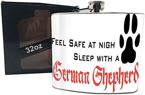 PIS Elegant Soft Touch Leak Proof Stainless Steel 32 OZ Flask for Men and Women to Outdoor Adventure Feel Safe At Nigh Sleep With A Germen Shepherd